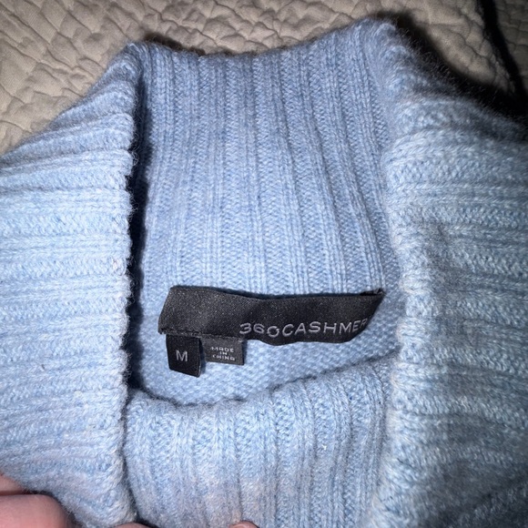 360 Cashmere Blue Mock Neck Sweater | Medium - Picture 6 of 11